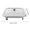 Dinnerware Sets Dining Table Stainless Steel Serving Tray Rectangular Buffet Plate Rack Dish Stainless-steel Server