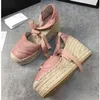 2023 klassieke sandalen designer 100% leer vrouwen hoge hak sandalen platform zomer Lint weven trouwjurk schoenen party sexy slipper 35-42 met doos