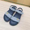 Men women platform slides luxury designer sandals Multicolor Black white blue Brocade rubber slipper fashion Beach Shoes