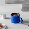 Mugs 400ml Ceramic Mug Ring Coffee Milk Modern Print Porcelain Mug Handmade Ceramic Chocolate Cup Couple Handgrip Cups R230712