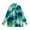 Chemisiers pour femmes Chemises Chemise Femme 2023 Nouveau Tie-Dyed Lâche Revers Blouses D'été Mode Joker Élégant Jeunesse Street Tops L230712