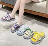 Ladies Slippers Lace-up Canvas Women Shoes Graffiti Hip-Hop Sandals Sweat-absorbing Flat Shoes Purple Women Slippers
