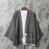 Erkek Kimono Japon geleneksel tarzı ceket hırka gündelik gevşek haori retro ekose samuray ceket asya giyim yukata et261w