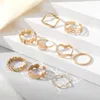 Trendy Rings Set for Women Men Gold Color Leaves Flower Circular Geometric Finger Ring Hip Pop Fashion Jewelry Gift