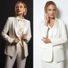 Ivoire Satin Femmes Blazer Costumes Slim Fit Street Power Loisirs Soirée Veste Tenue De Mariage Porter 3 Pièces