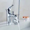 Kökskranar koppar duschbassäng kran varmt kallt vatten badrum duschbassäng kran set krom dusch kran mixer vatten kran enkel handtag x0712
