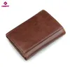 DOLOVE New Style RFID BLOCKING Men Wallet Vintage Genuine Cow Leather Trifold Purse Card Holder RFID Protection Wallets for L230704