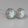 Dangle Earrings JLE1424 Simple White Opal Round Ear Stud Ms. Jewelry Gift