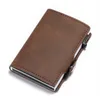 BISI GORO Custom Name Holder Leather Wallet Men RFID Blocking Aluminum Box Smart Slim Wallet ID Card Holder New 2023 L230704