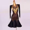 Stage Wear Ballroom Dance Dress Costume Women Sports Practice Clothes Abiti 2023 Latin Competition Woman Fringe Skirt Line Tops Girl