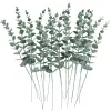 Decoratieve Bloemen 10st Eucalyptus Bladeren Kunstplanten Plastic Groene Tak Voor Huis Tuin Decor Bruiloft Decoratie Boeket DIY Nep