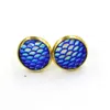 Stud Fashion Gold Color Handmade 12Mm Druzy Drusy Resin Mermaid Fish Scale Pattern Orecchini donna Drop Delivery Jewelry Dhsug