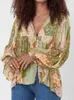 Bluzki damskie koszule inspirowane boho bluzką Patchwork Kwiatowy nadruk Bluzka z długim rękawem bawełna jesień kobiety topy boho plażowe bluzki żeńskie cyganie L230712