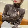 Women'S Sweaters 22Gg Women Turtleneck Brand Ggity Knit Plovers Tight Pile Collar Bottoming Sweater Tops Drop Delivery Apparel Women Dhufa