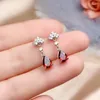 Stud Earrings Luxury Silver Color Red Gems Stone Crystal Water Drop For Women Cocktail Party Zircon Wedding Jewelry