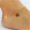 Anklets Gold Bohemian Anklet Beach Foot Jewelry Leg Chain Butterfly Dragonfly Leaves For Women Sandals Ankle Bracelet Feet Drop Deliv Dhxpe