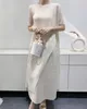Geplooide jurk Luxe 2023 dames zomerstijl halflange geplooide jurk Comfortabele casual damesjurk