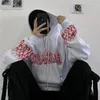 Kvinnors hoodies cool hösttryck hoodie kvinna streetwear svart casual lös höft tröjor tröjor