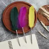 1Pc Funny Feather Pen 0.5mm Blue Ink Ballpoint Writing Tool Stationery Wedding Signature School Office Supplies Gift