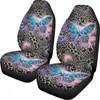 Car Seat Covers INSTANTARTS Full Set Of 2 Front Leopard Butterflies Durable Cushion Comfort Cover Protetor Mat Pad Accessories