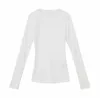 Kvinnors T-skjortor tätt rund hals långärmad svart vit bottenkläder Basic Elastic Top Shirt T-shirt