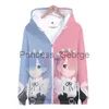 Hoodies voor heren Sweatshirts Hoodies voor heren Sweatshirts voor heren ReZero Kara Hajimeru Isekai Seikatsu WomenMen Anime Natsuki Cosplay Rits Capuchon Bovenkleding x0713