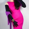 Five Fingers Gants LONG GANTS EN TRICOT 70cm 28 "Manchette Femmes Fille Câble Laine Rose Rose Magenta 230712