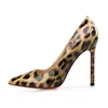 Sandaler Autumn Sexig Leopard Women Shoes High Heels 6-10 cm Elegant Office Pumpar skor Kvinnor Animal Print Pointed Toe Luxury Singles Shoes 230713