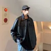 Herrjackor läderjacka män stilig high street hip hop kläder baggy mode stilig casual ulzzang tonåringar dynamisk svart cool populär j230713