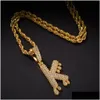 Collane con ciondolo Collana con diamanti a goccia d'acqua personalizzabile - Gioielli hip-hop placcati in oro 18 carati Pendenti con consegna a goccia Dhjra