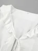 Survêtements pour femmes Jastie été coton lin manches bouffantes chemise costume femmes blanc col en v volants taille haute Shorts deux pièces ensemble 2023