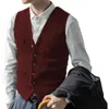 Gilet da uomo Gilet da uomo Gilet in misto lana Elegante giacca senza maniche con scollo a V 5 bottoni Gilet in tweed a spina di pesce slim fit per matrimonio