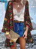 Polo da donna Vintage camicia da vacanza frontale aperta ZANZEA Camicia a maniche lunghe con stampa floreale da donna estiva bohemien Kimono condimento top cardigan da spiaggia Z230713
