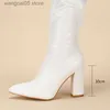 Boots Comemore Women Over-Knee Boots Punk Square High Heel Winter Zipper Shoes Pointed Toe Solid Color Lady Long Booties T230713