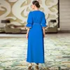 Etniska kläder Abayas För Kvinnor Lyxiga Diamanter Blue Open Fork Festklänningar Marockansk Kaftan Turkiet Arabiska Jalabiya Islamic Abaya 2023