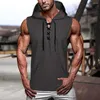 Débardeurs pour hommes gilet de sport sweat à capuche d'entraînement doux coupe 3D absorbant la sueur mode sans manches à capuche