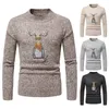 Pull à Capuche pour Homme Pull de Noël Elk Broderie Col Haut Mince L'automne Pour l'Année