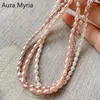 Gargantilla de lujo collar de perlas naturales de agua dulce para mujeres minimalista brillante arroz perlas barrocas declaración joyería de acero inoxidable