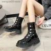 Boots Ankle Boots Women Patent Leather Velvet Inside Star Rhinestone Designer Shoes for Women Zipper Thick Soled Mid-Tube Modern Boots T230713