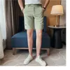 Shorts pour hommes mode gaufré taille Stretch costume décontracté été quart pantalon Slim Fit genou longueur Plaid 29-36