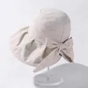 Chapeaux à large bord pliable élégant pêche en plein air randonnée chapeau mince plage nœud papillon décor accessoires de mode