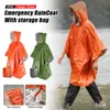 Emergency Survival Rain Poncho Thermal Survival Space Filt Thermal Raincoat Heat Reflective Waterproof för tältcamping L230620