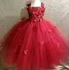 Abiti da ragazza Ragazze Pink Fairy Flower Petals Tutu Dress Bambini het Abito in tulle Abito da ballo lungo Bambini Abiti da festa in costume Abiti da seraHKD230712