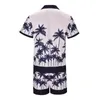 Men's Tracksuits Summer 2 Piece Set Hawaiianss Matching Beach Tree Floral Print Button Down Shirts Outfits