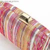 Evening Bags 2023 New Women's Colorful Stripe Clutch Bag Wedding Banquet Wallet Women's Dinner Wallet Women's Chain Shoulder Bag Direct Shipping Z230713