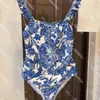 Dragonfly Print Swimwear Women Swimsuit One Piece Fashion Blue Bikini Summer Slim Bathing Suit for Ladies