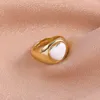 Fedi nuziali Minimalista Bianco Smalto Colore Cuore Grosso Anello aperto per le donne Moda Luna Stella CZ Zircone Dito Regalo gioielli creativi