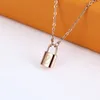 fashion lock necklace heart necklaces stainless steel jewelry rose gold silver V letter moissanite chain men designer jewelry for women men wedding party gift