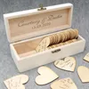 Party Supplies Personalized Guest Book Rustic Wedding Keepsake Box Alternative Engraved Wooden Drop Hearts