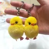 Keychains 2022 Cute Pompom Keychain Real Fur Mink Yellow Car Key Pendant Animal Children Toy Gifts For Women Bag2500